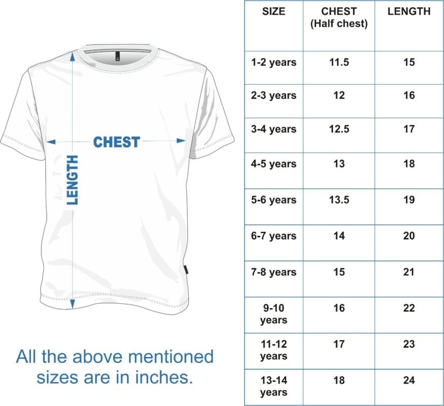 t-shirt flip kid's t-shirt size chart